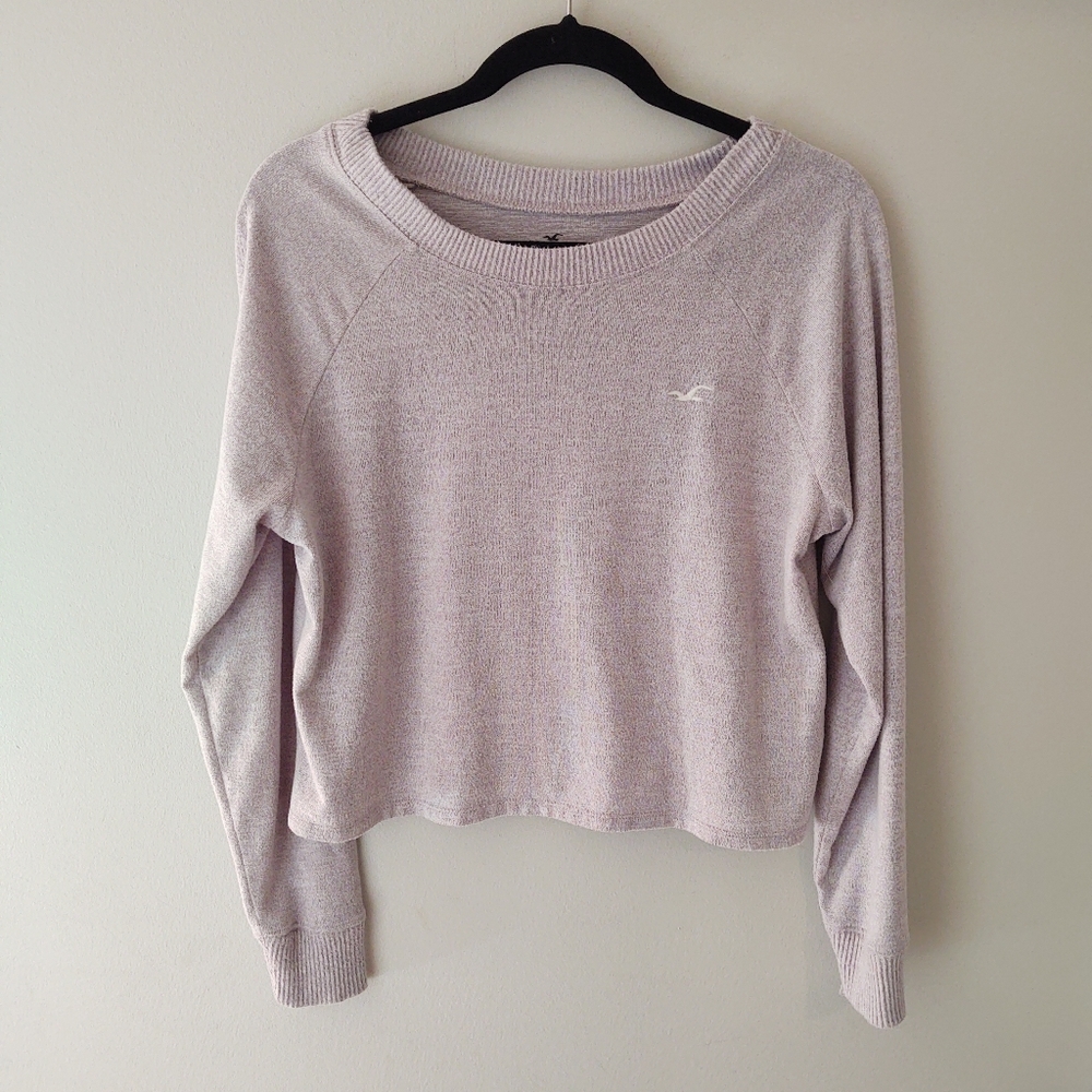 Hollister grey off the shoulder cropped sweatshirt size women's S, lightweight